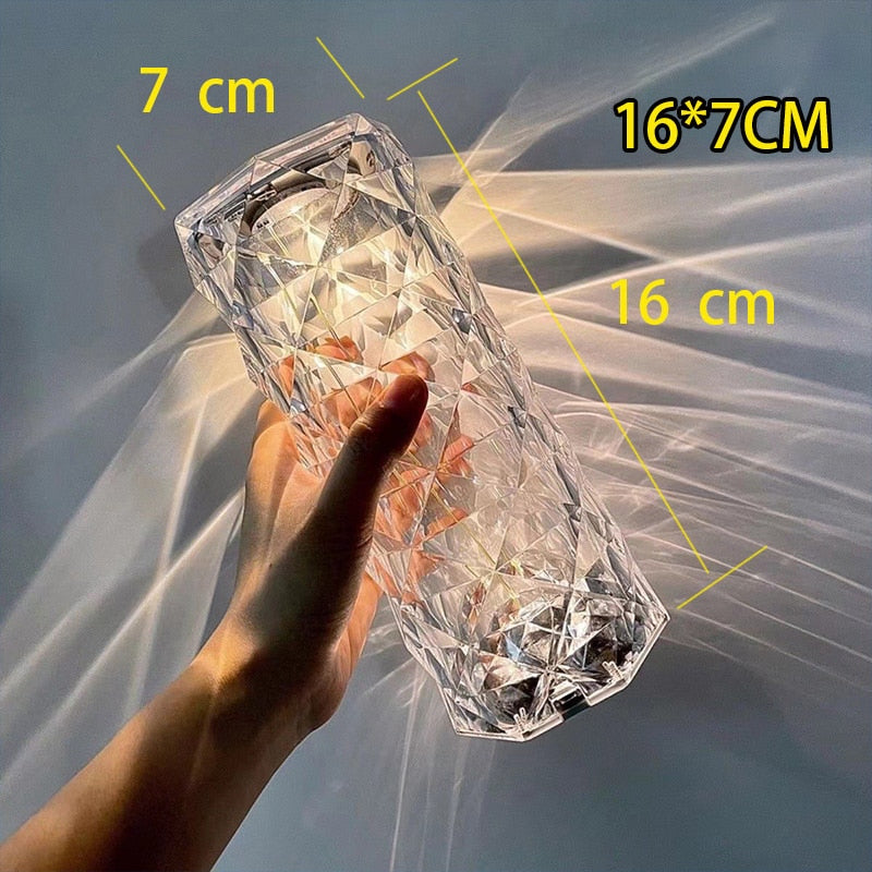 LED Crystal remote touch USB table lamp.  Romantic diamond color night light.