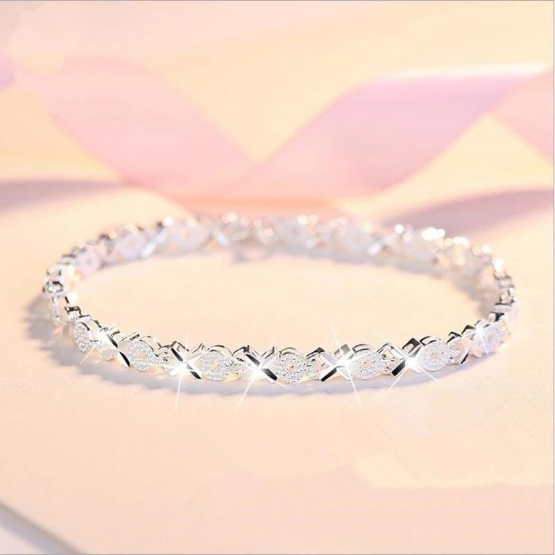 Fashion 925 silver color Cross Bracelet.