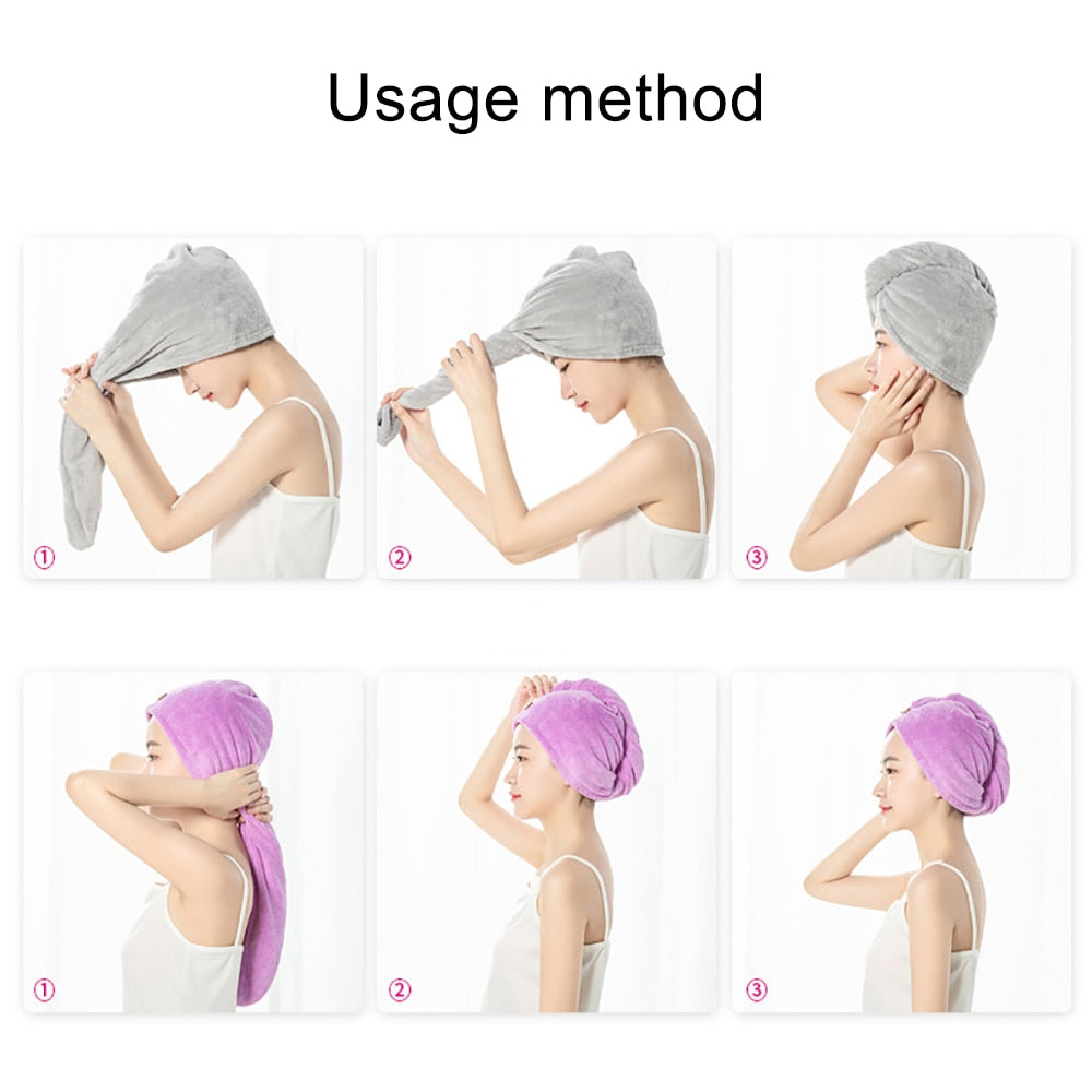 Absorbent quick -drying hair towel.