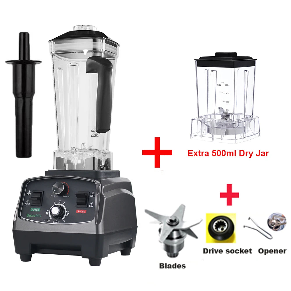 BioloMix 3HP 2200W Heavy Duty Commercial Grade Blender With BPA Free 2L Jar