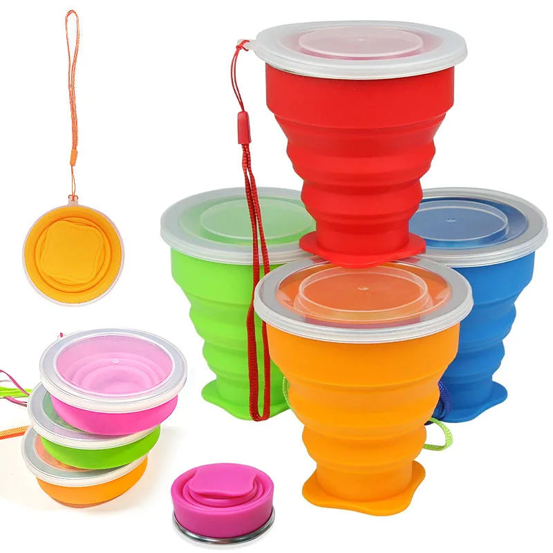 Silicone Heat Resistant Folding Water Cup With Lids