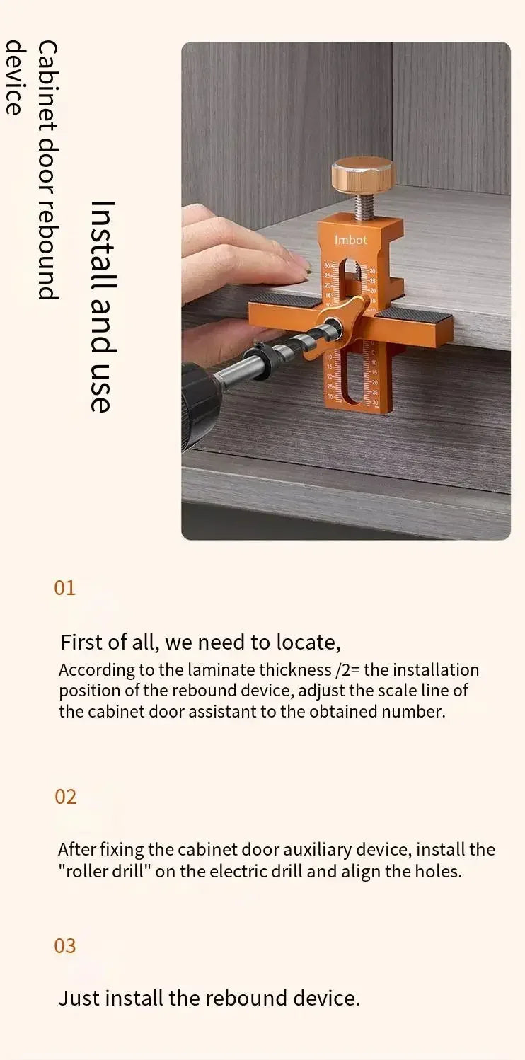 2 in 1 Woodworking Cabinet Door Installation Rebounding Device Drilling Tool