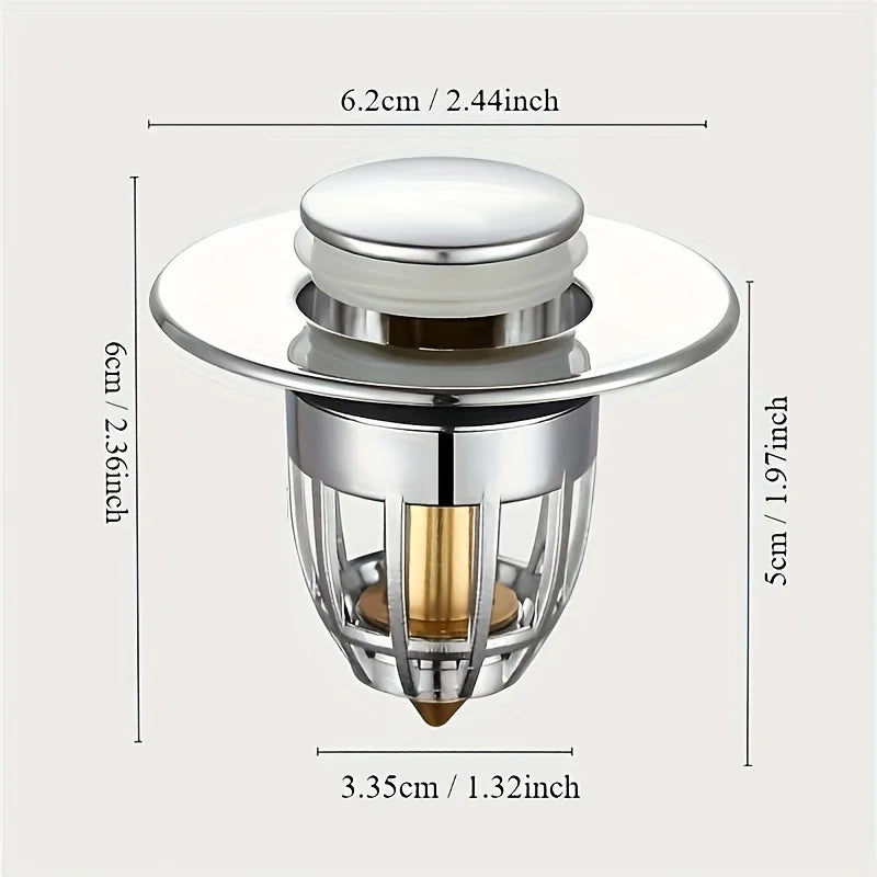 Universal Pop-up Chrome Drain Plug Sink Filter with Hair Catcher