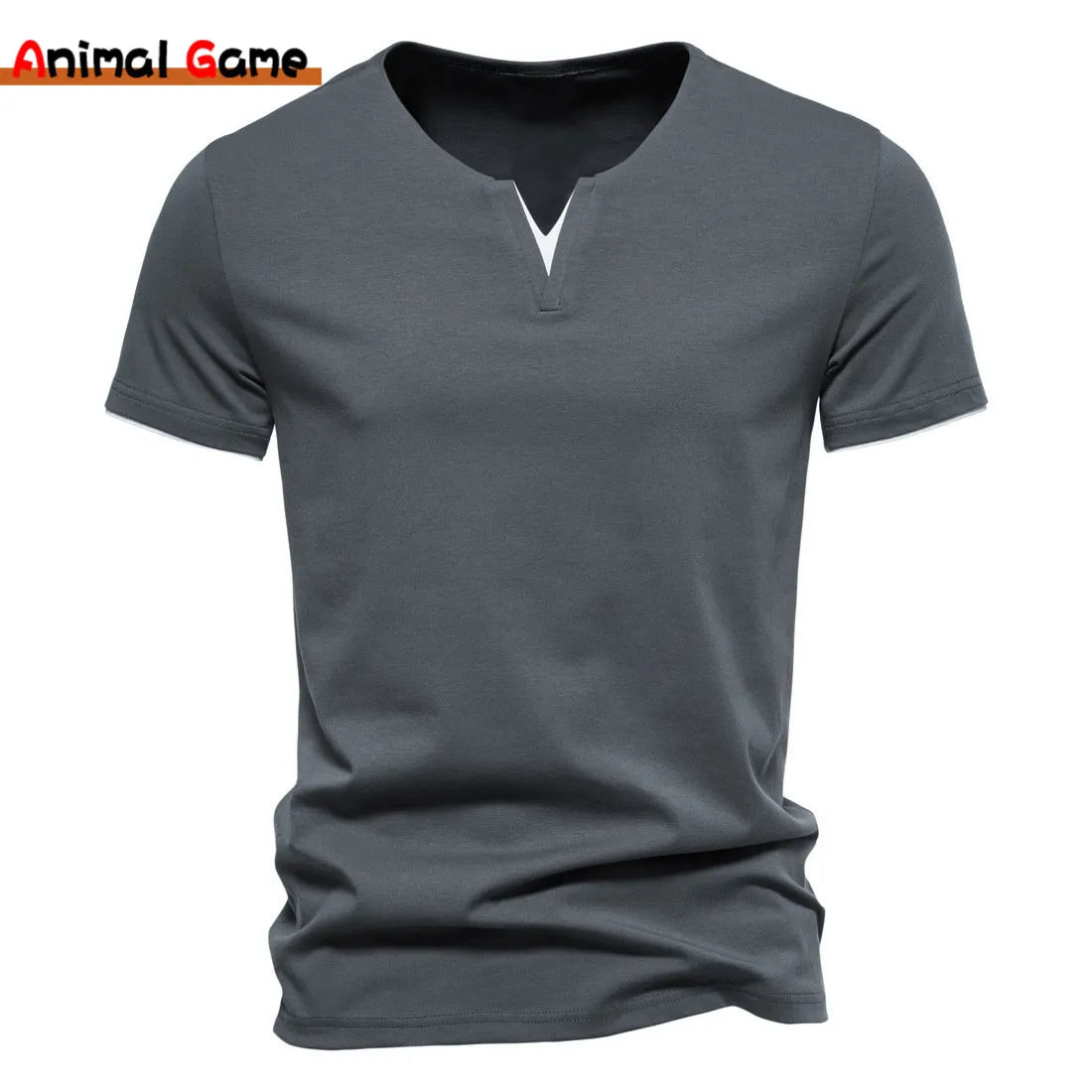 Men's Short Sleeve Henley Casual Cotton V Neck T-Shirt
