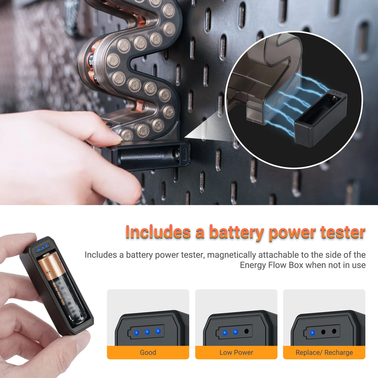 Battery Ladder Dispenser For 35 AAA Or 27 AA With Tester