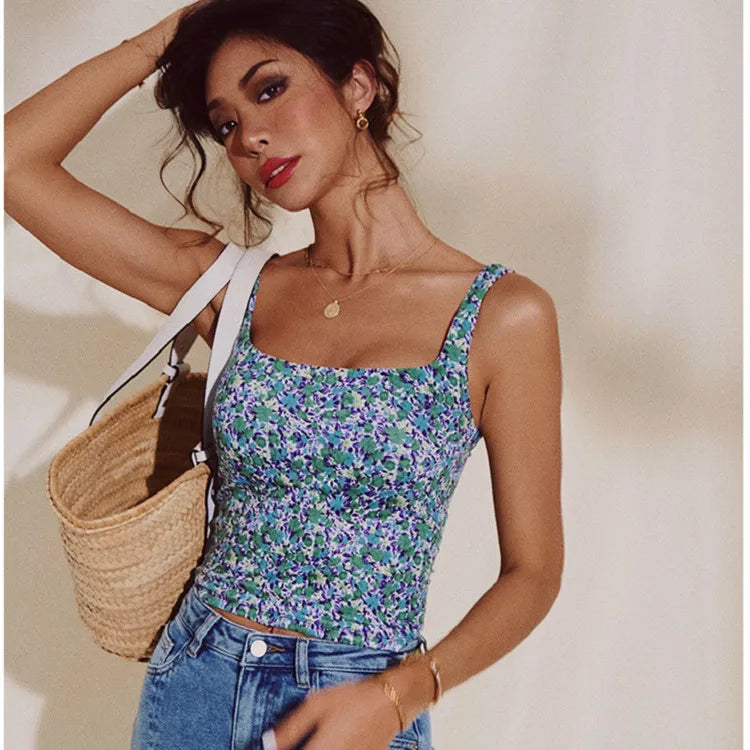 YUSHUHUA Women's Colorful Print Sports Tops With Pads