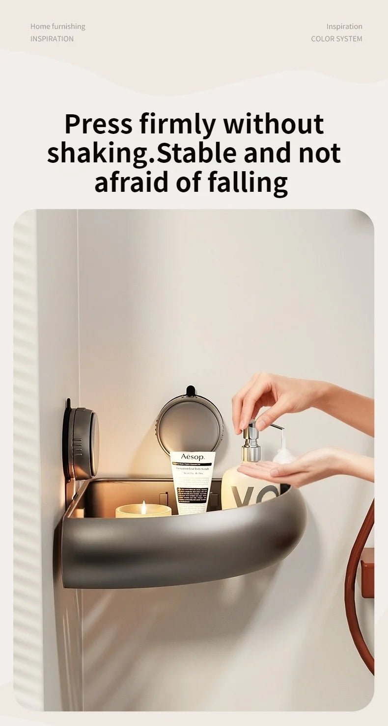 Wall-Mounted Triangle Suction Cup Bathroom Organizer