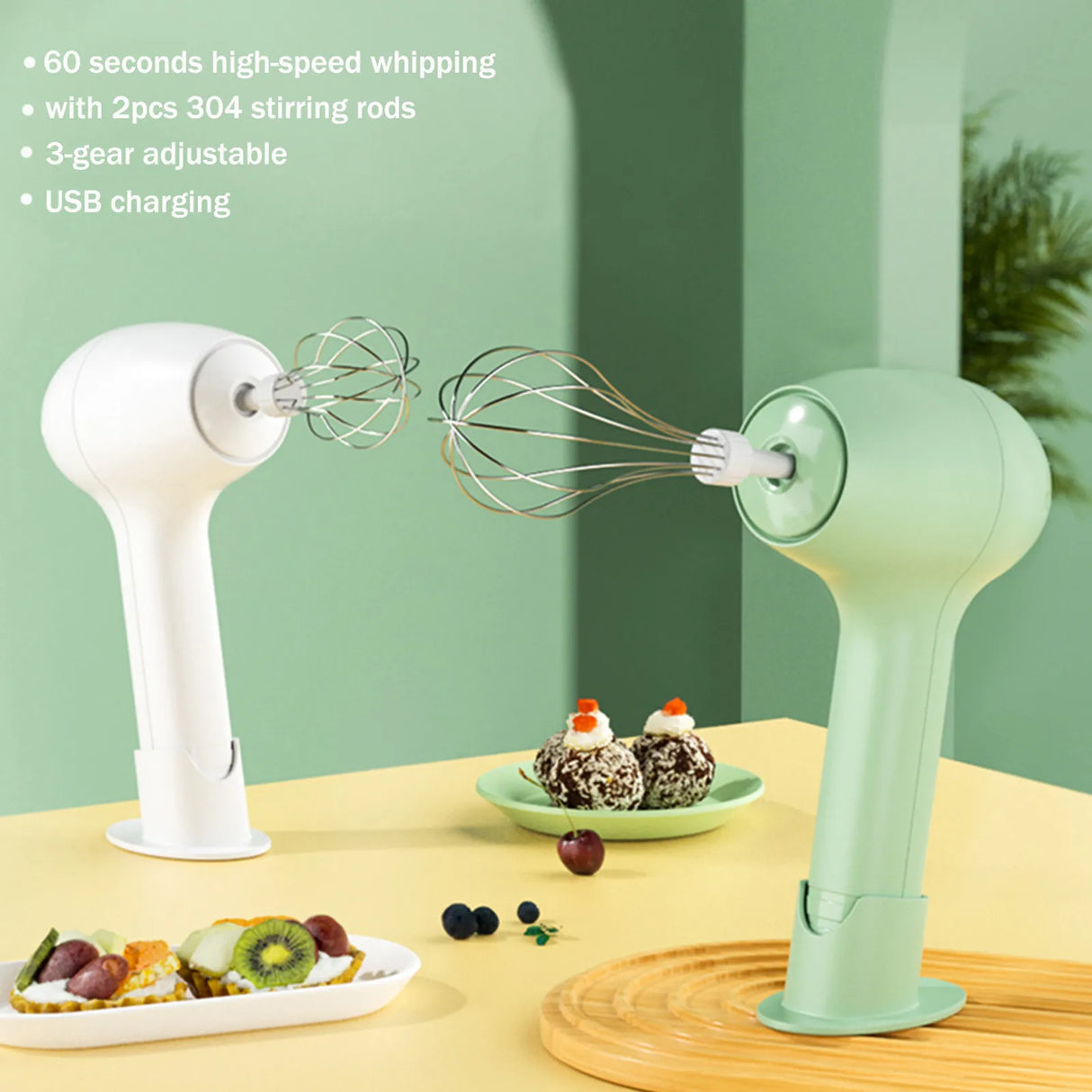 USB Charging Wireless Automatic 3 Speed Hand Food Mixer.
