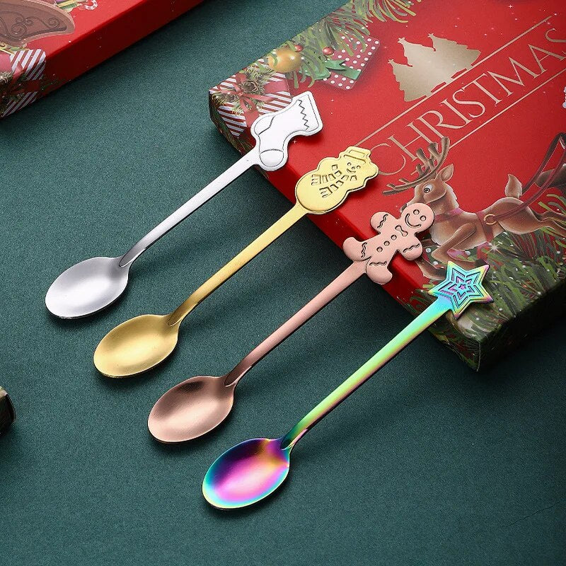 4PCS Stainless Steel Christmas Spoons.