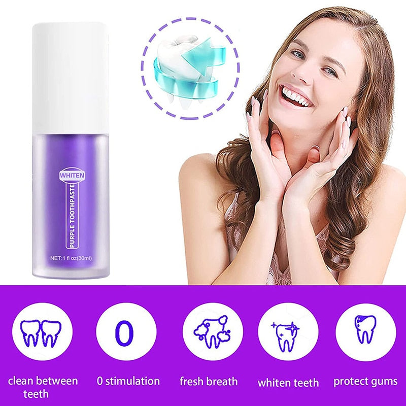 50ml Purple Whitening V34 Toothpaste For removing stains.