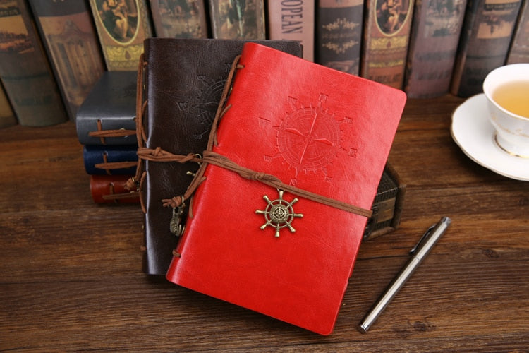 Retro Pirate Anchors Leather Notebook/Journal with Replaceable Stationery