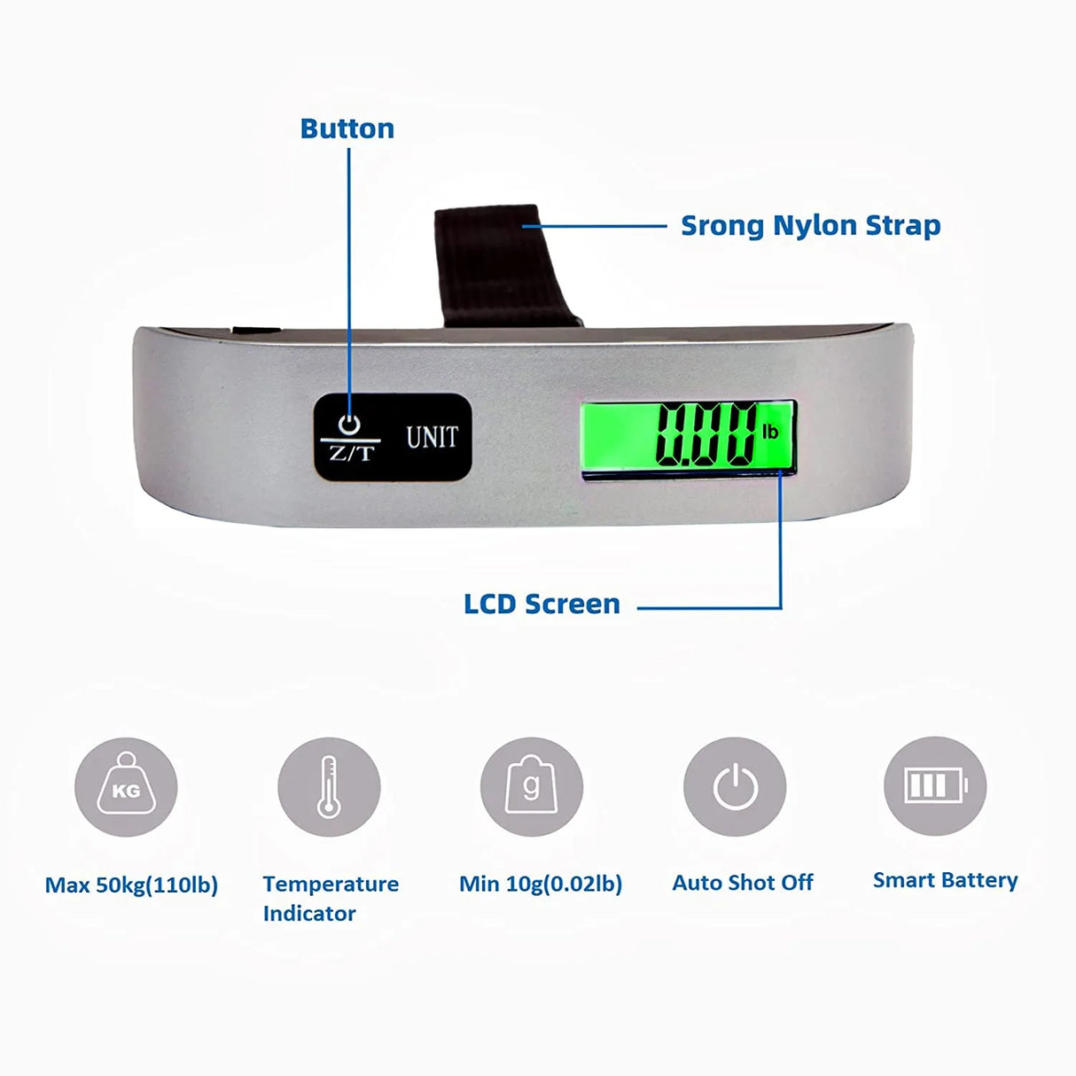 Hanging Digital LCD Display Scale weighs up to 110lb/50kg.