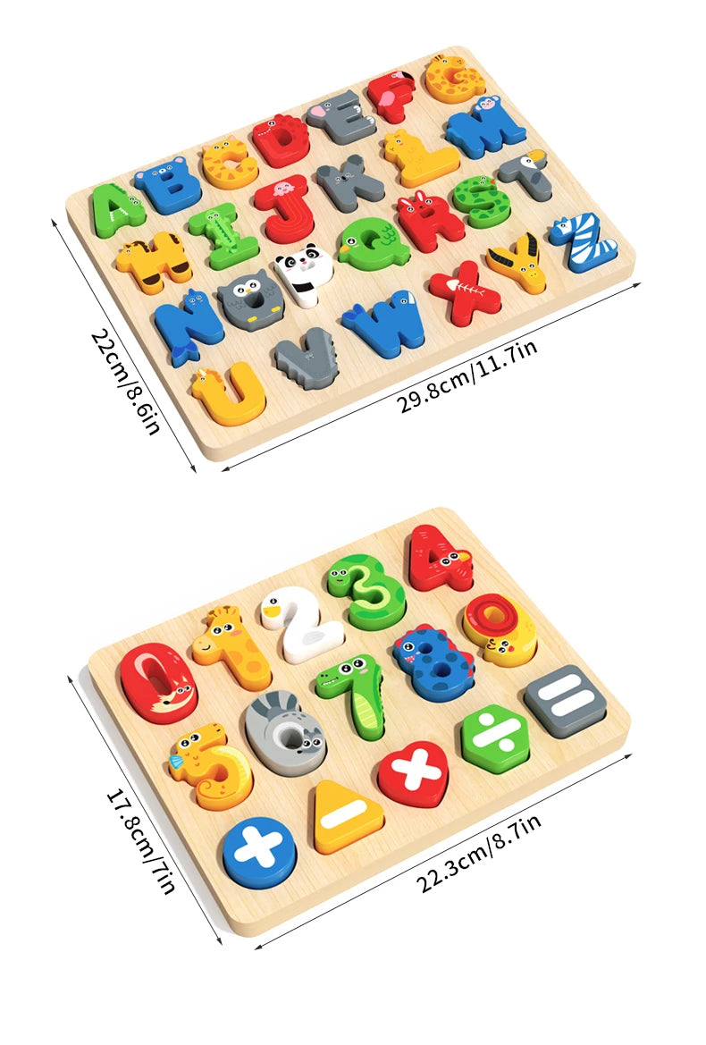 3D Colorful Montessori Wooden Alphabet Number/Puzzle