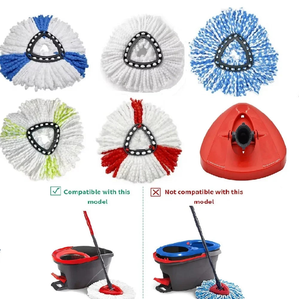 1 SET Triangular Spin Mop Base Head with Replacement Microfiber Pad