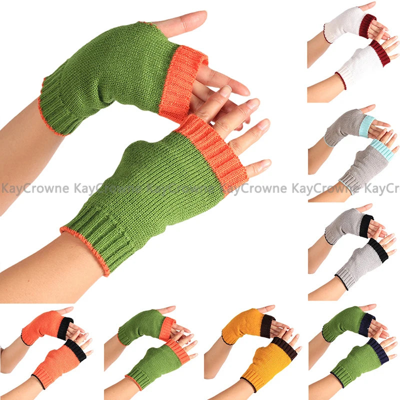 Women's Half Finger Acrylic Knitted Mittens