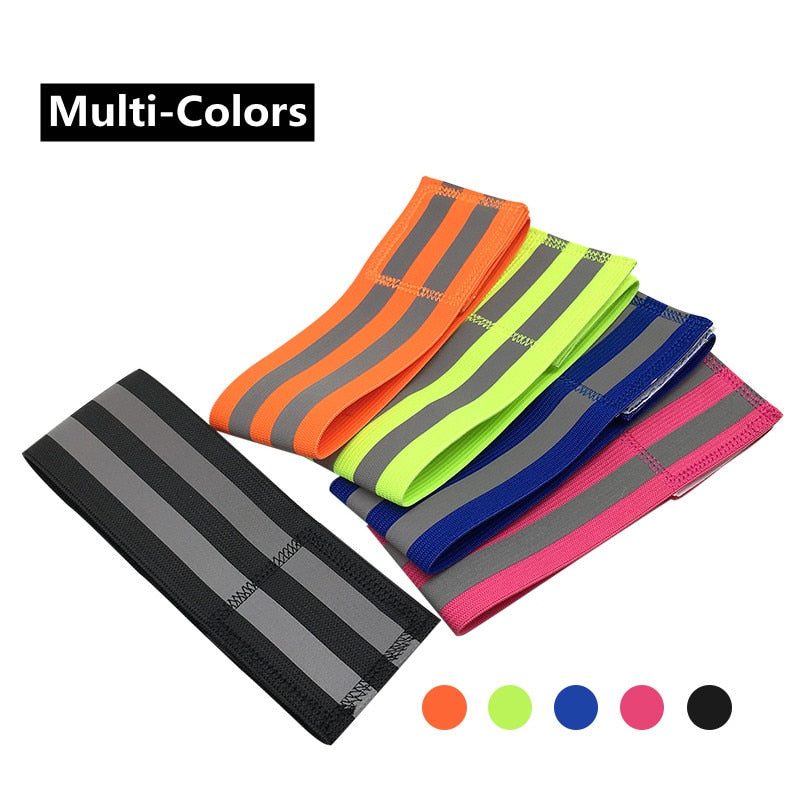 Safety Elastic Reflector Bands That Can Strap around your Ankle And Legs When Jogging.