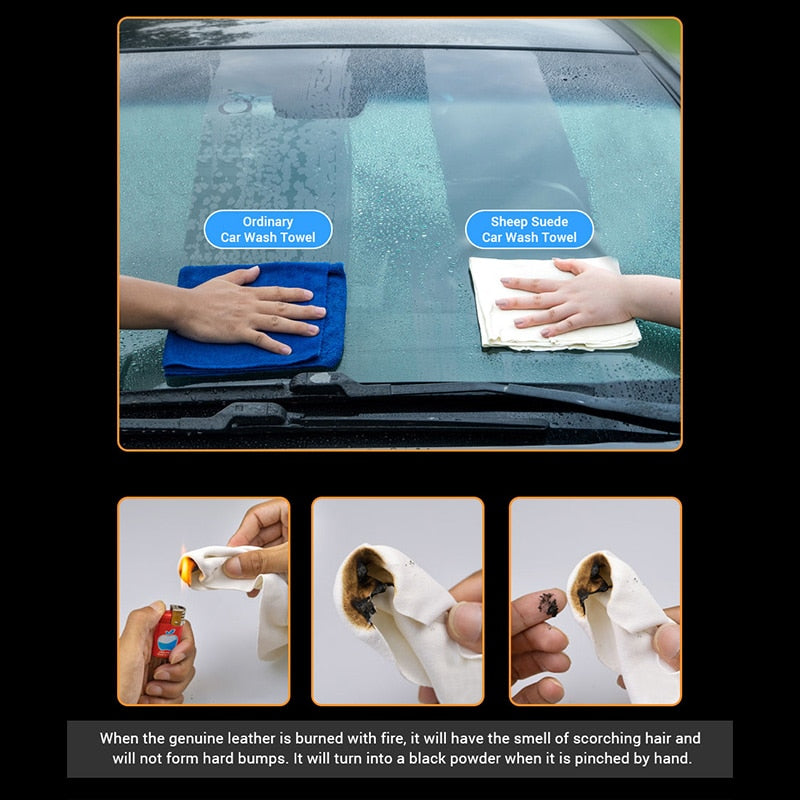 Natural Sheepskin Chamois Car Care Cleaning Towel.