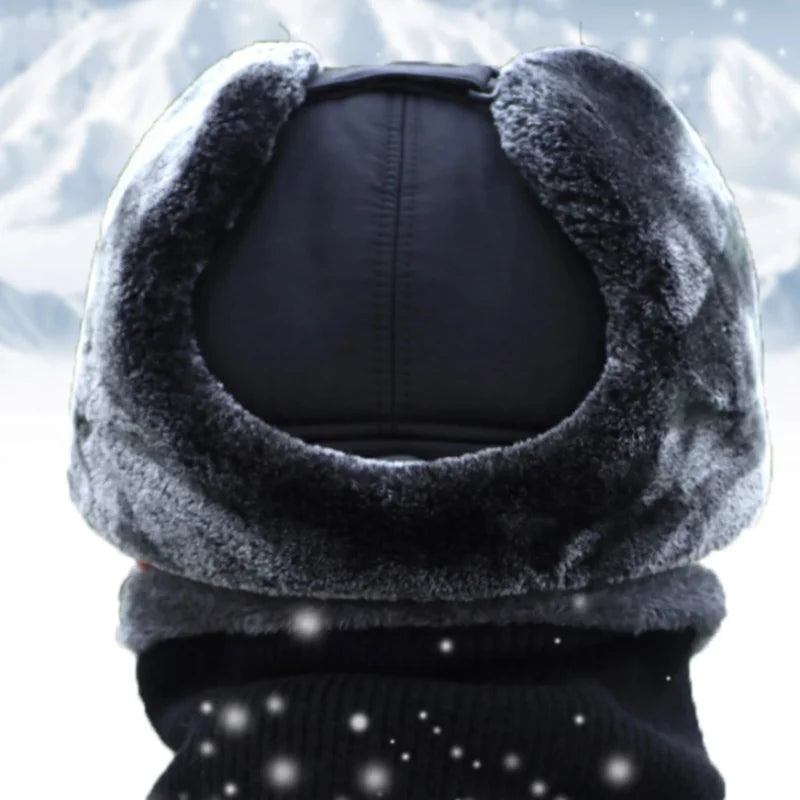 Men Or Women's Outdoor Thick Warm Hat With Ear Flaps And Removable Mask