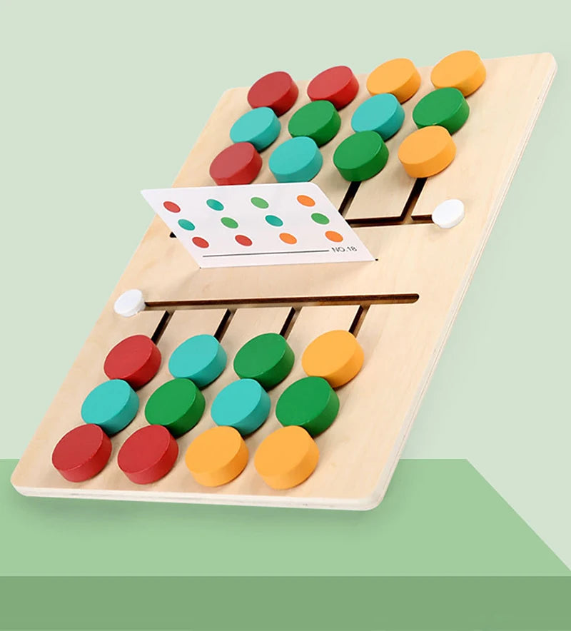 Toddlers Wooden Colorful Slide Matching Puzzle Board Game