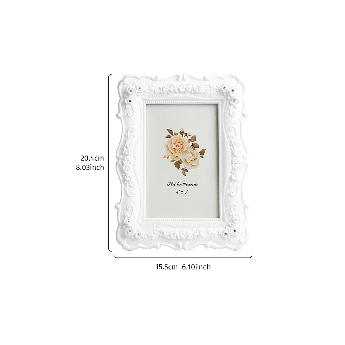 1PC White Rose Photo Frame