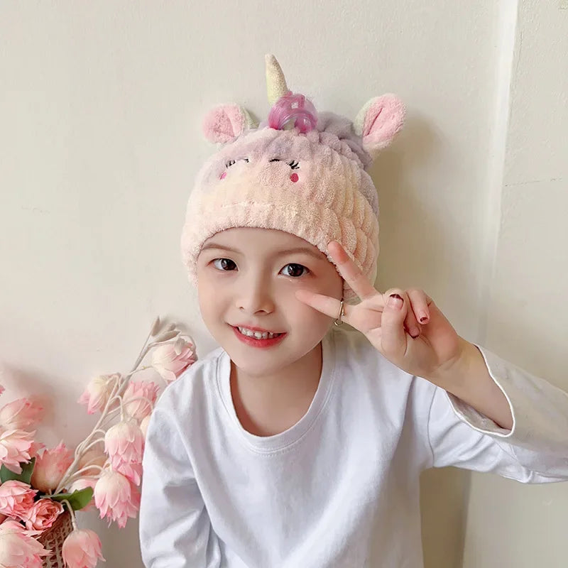 Children's Cute Animal Hair Dry Hat Towel