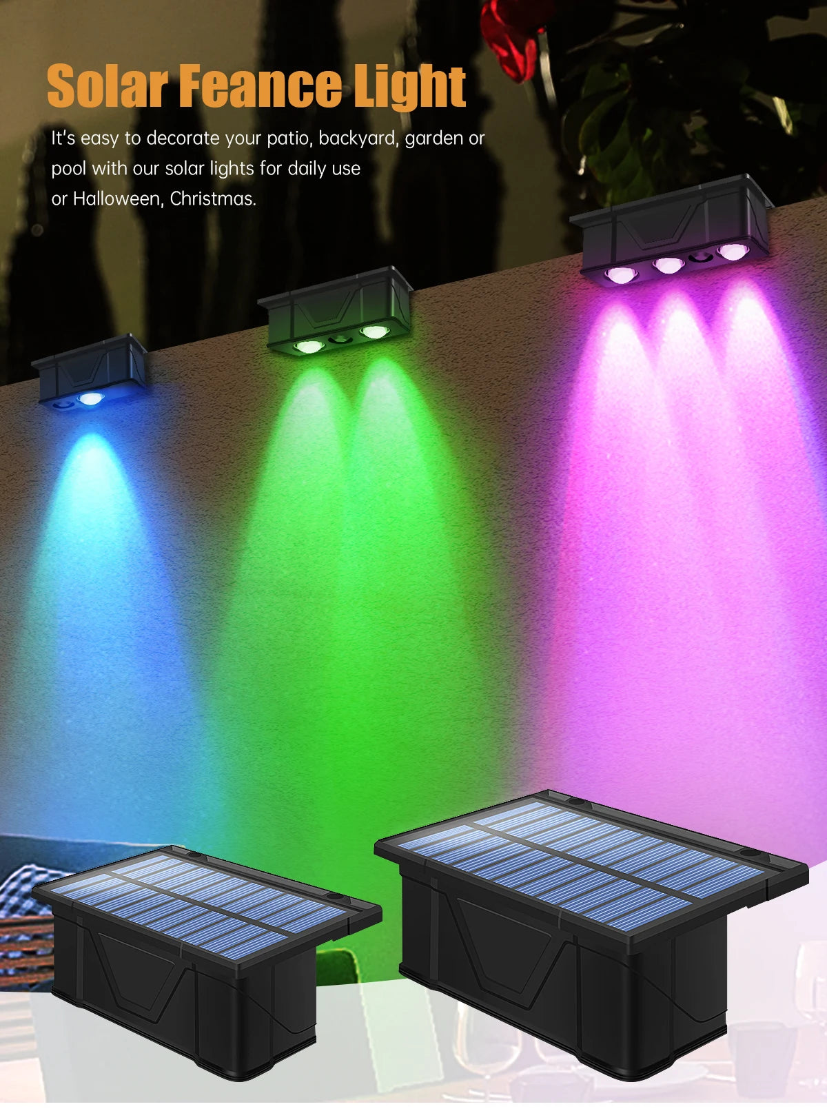 Waterproof Solar RGB Or Yellow Lights for Step Fence Or Railing