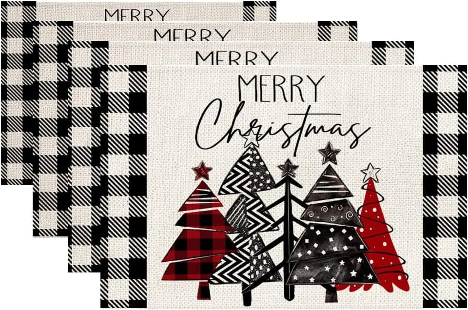 4PCS 30*45CM Linen Christmas Table Placemats