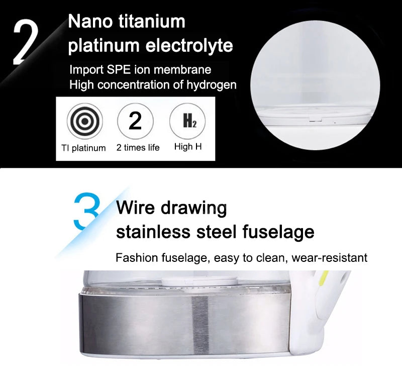 110V/220V -2L Ionizer Hydrogen Water Bottle With Filter For Alkaline Water