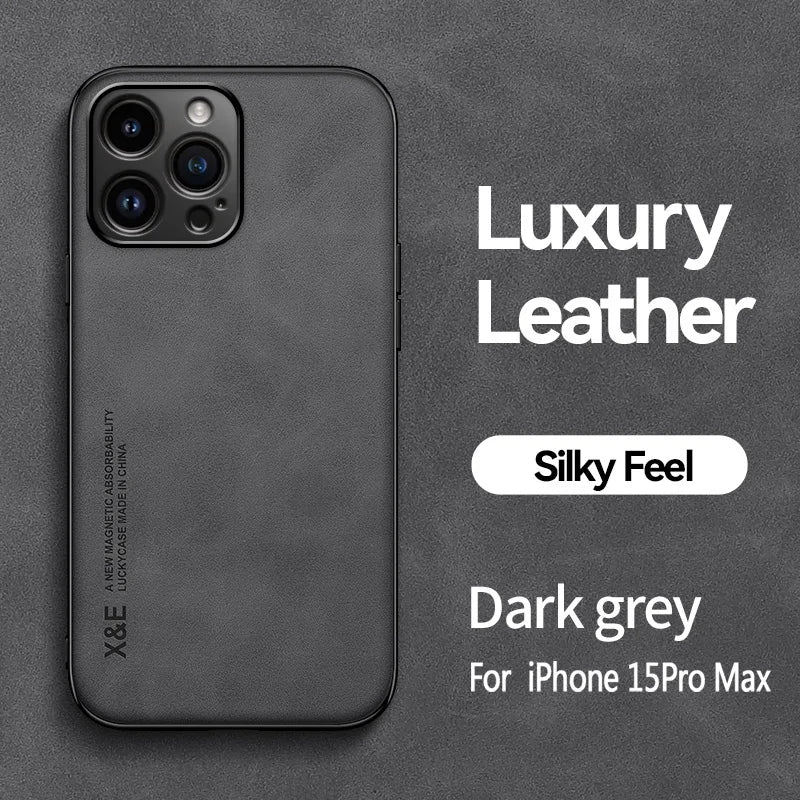 Luxury Matte Magnetic Sheepskin Leather Case For iPhone 16 15 14 13 12 11 Pro Max XR XS X 8 7 Plus