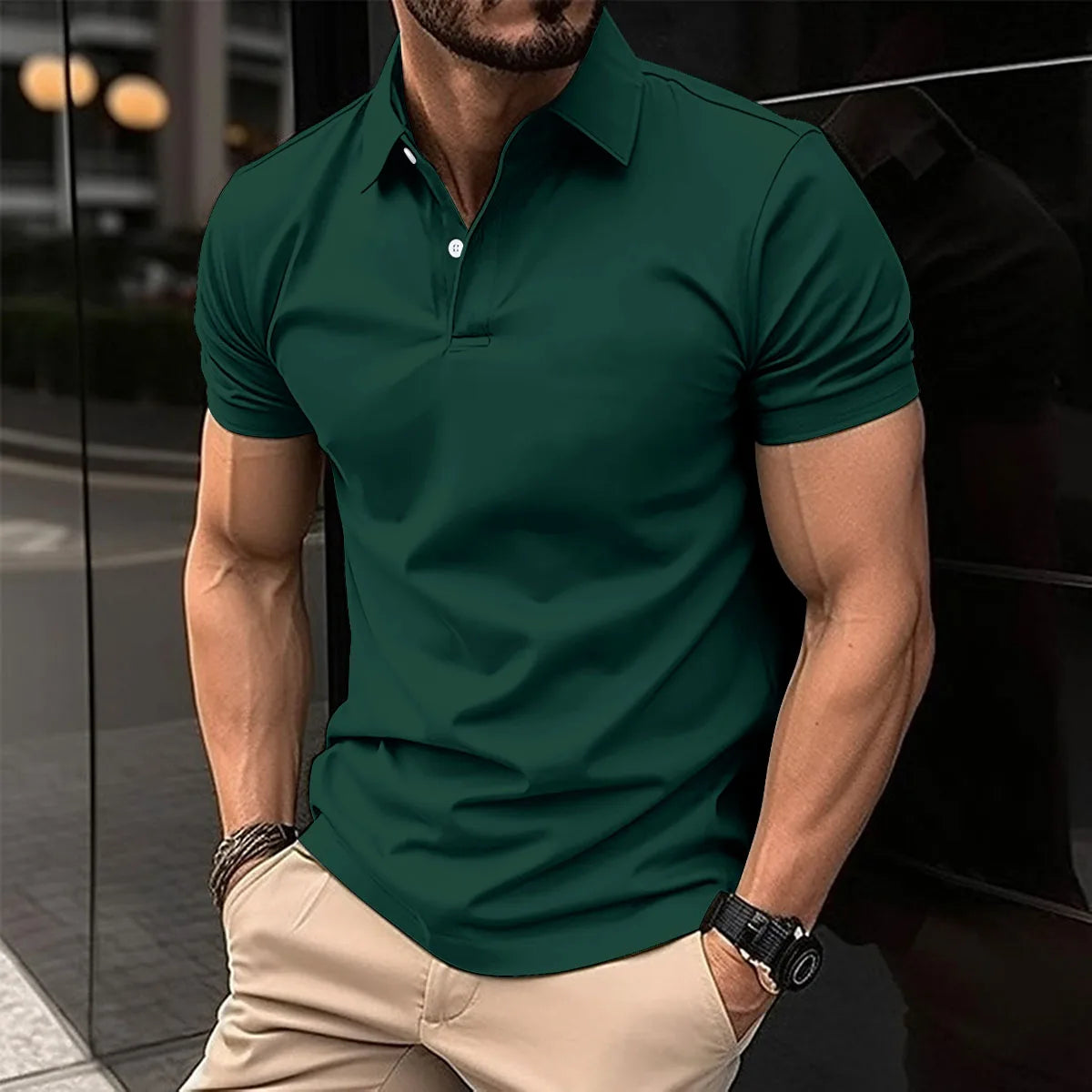 Men's Solid Color Polo T-Shirts For Business or Golf