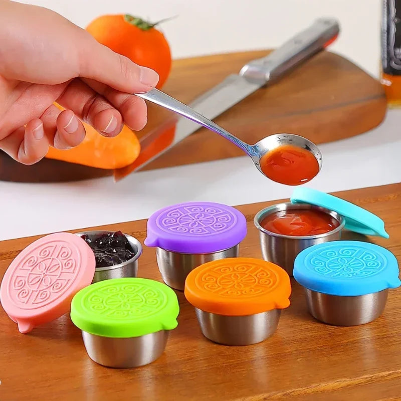 6 Pcs Set Leakproof Stainless Steel Containers With Silicone Stretch Lids