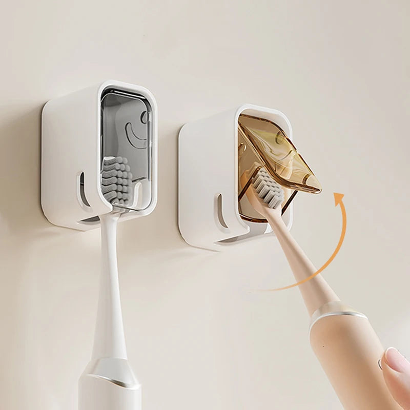 2PCS Flip-top Wall Mounted Toothbrush Rack