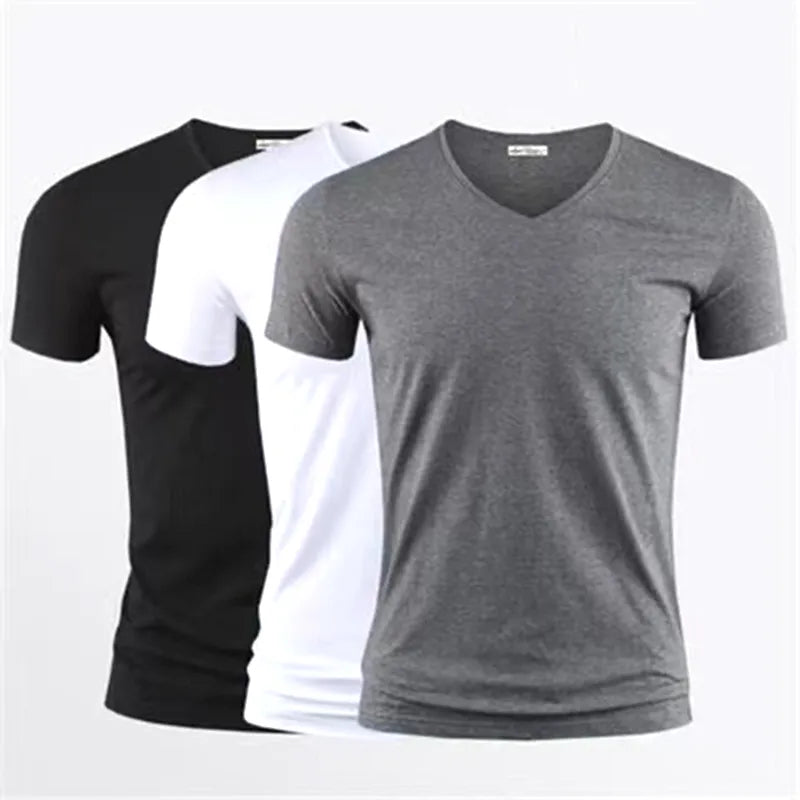 Men's  V Collar Short Sleeved Shirts