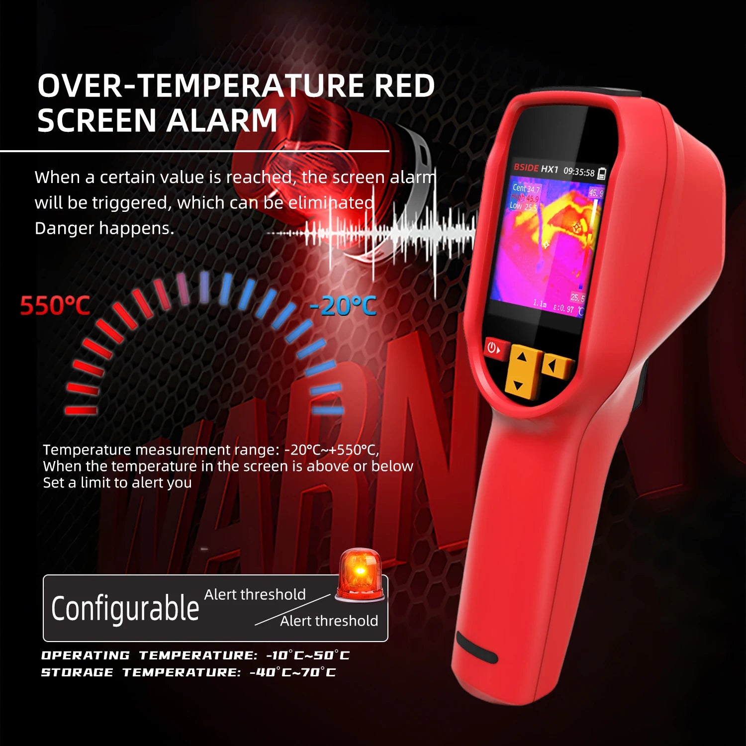BSIDE Thermal Imager Camera HX1 Laser Thermographic HD Display For Circuit PCB Repair Pipeline Detection Medical Laser position