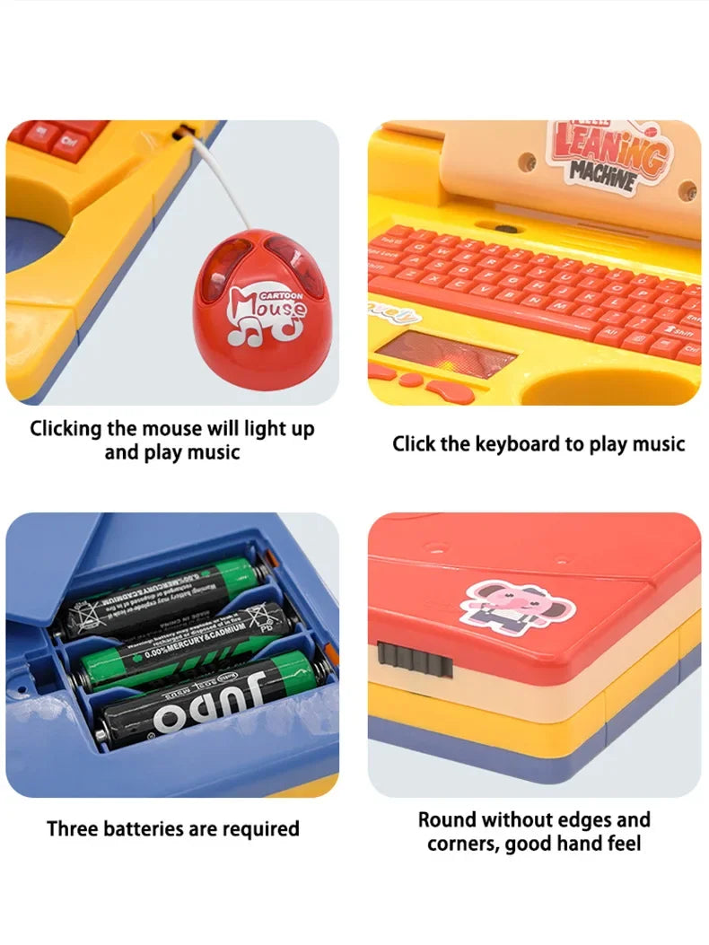 Toddler Fake Laptop with Light Music Mouse