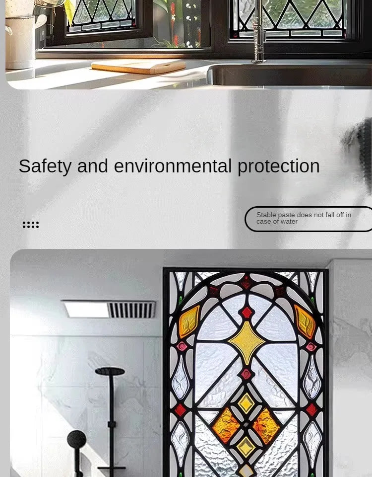 Electrostatic Vintage Stained Glass Window Sticker