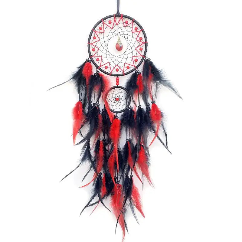 Hand-woven Dreamcatcher With Artificial Feathers And Crystals