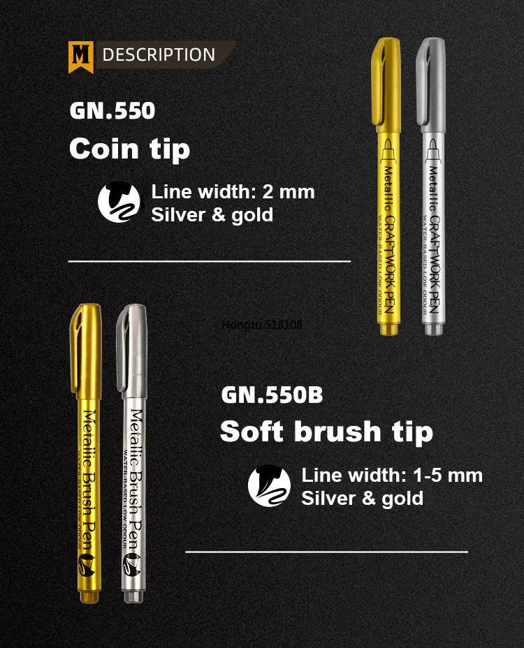 Gold Or Silver 2/1Pc  Metallic Permanent Art Marker