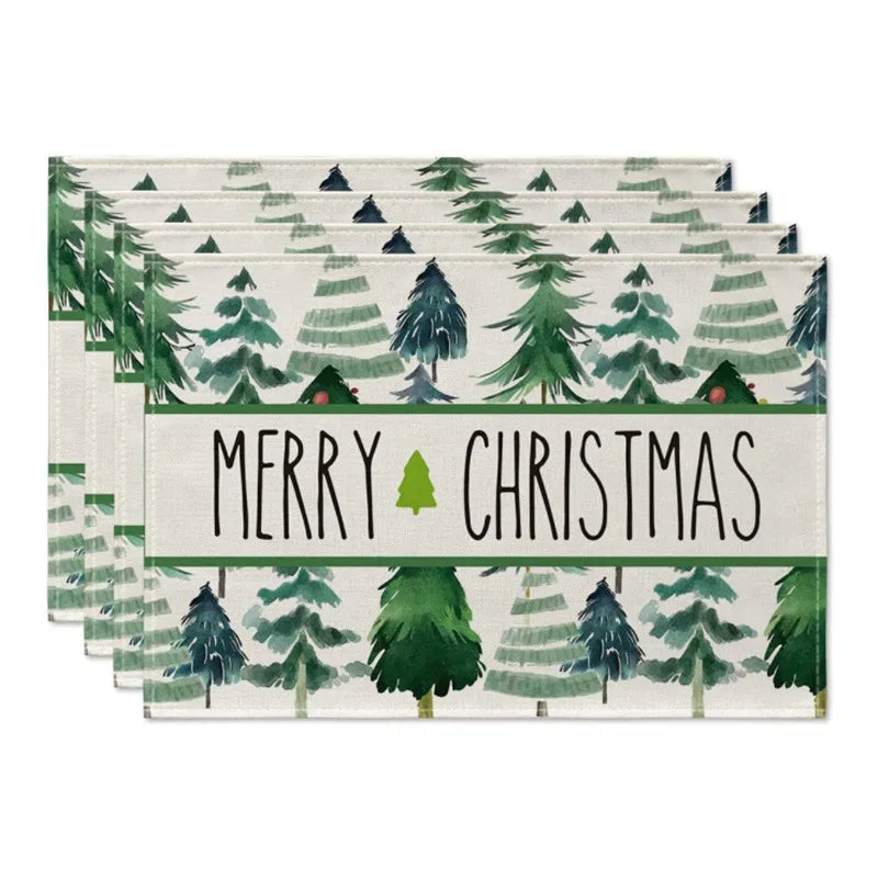 4PCS 30*45CM Linen Christmas Table Placemats