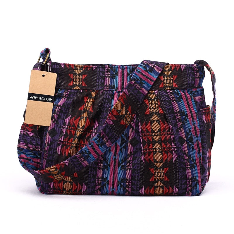 Annmouler Women's Cotton Crossbody Shoulder Bag With Multiple Pockets.