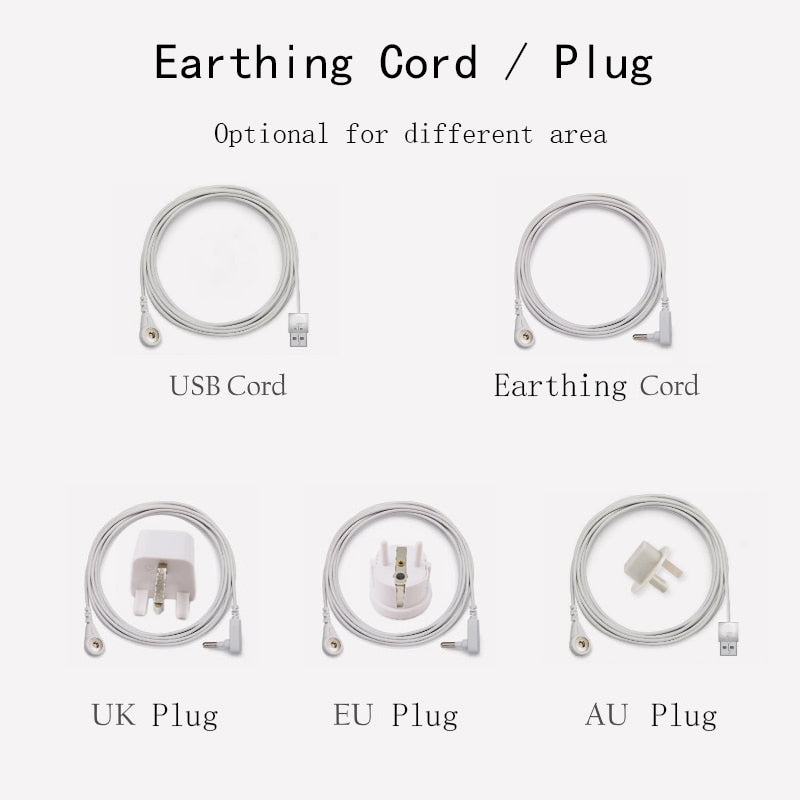 White Earthing Bed Sheet / Pillowcase with Conductive Silver Fiber, USB Cord For Grounded Antistatic Health Protection.