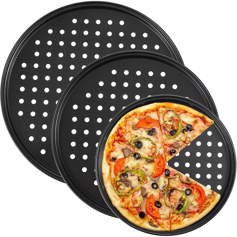 4 Size Nonstick Carbon Steel Pizza Pan with Holes
