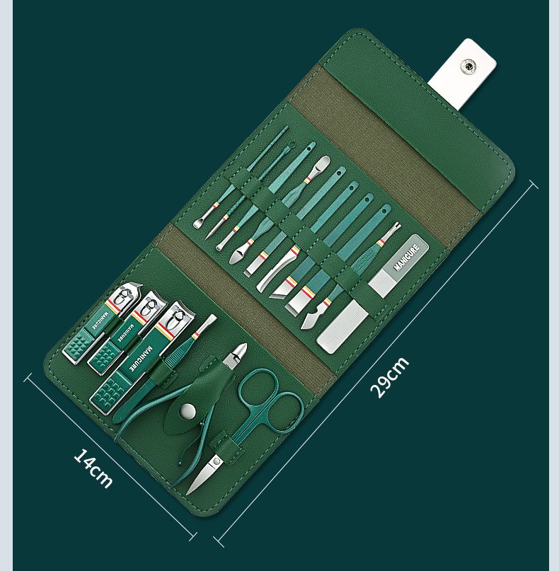 12-16pcs Stainless Steel Manicure Set With Folding Bag.