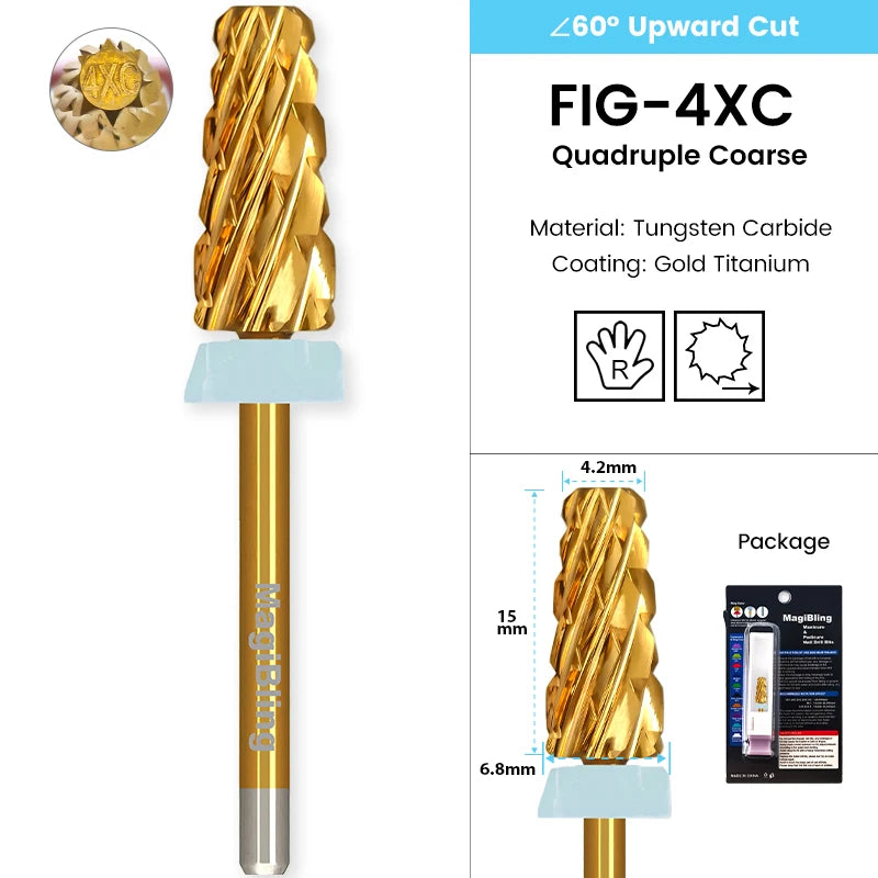 3/32" MagiBling Professional Manicure Nail Drill Bits for Hard Acrylic Gel