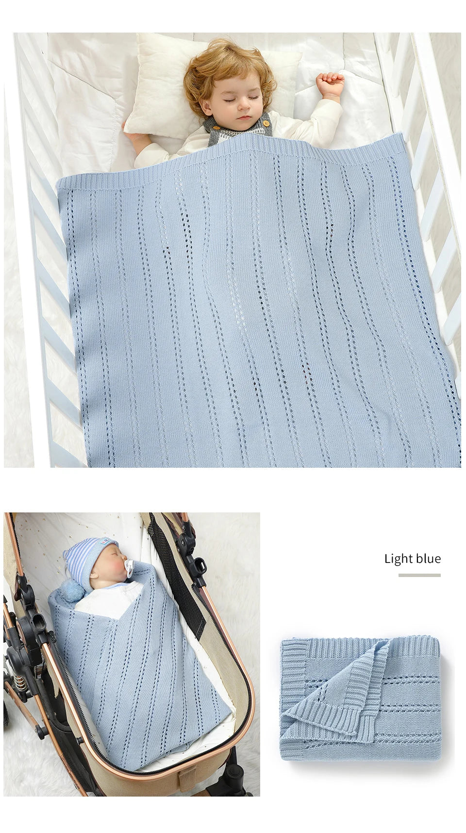 Vertical Stripes Solid Color Baby Cotton Blankets