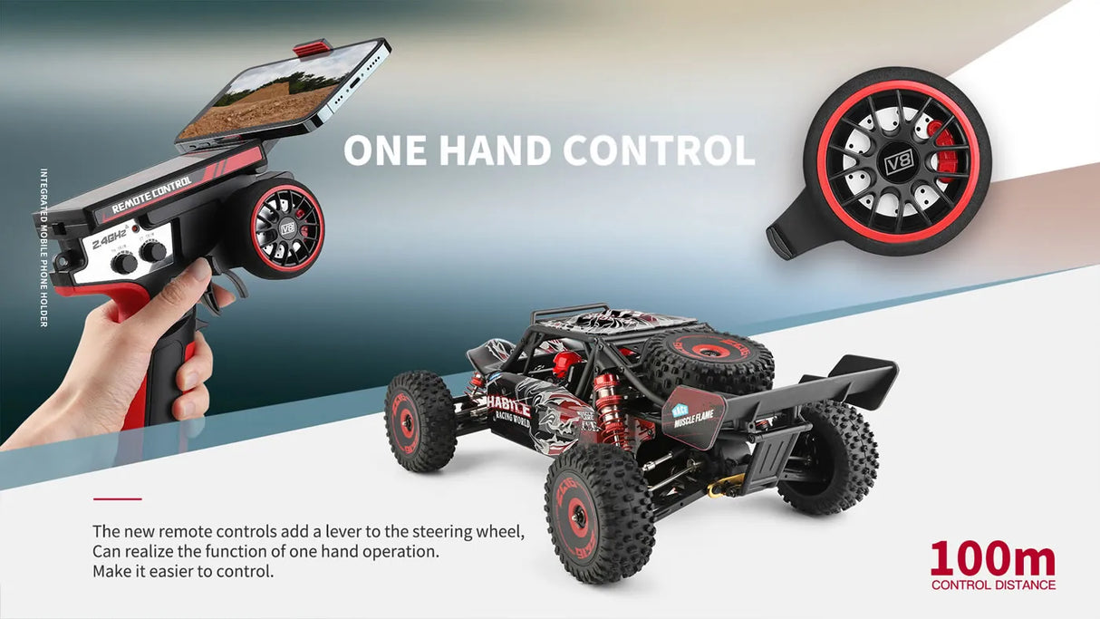 WLtoys -WL Off-Road Remote RC Racing Car 124016 V8 V2 1/12 4WD High Speed Brushless Motor.
