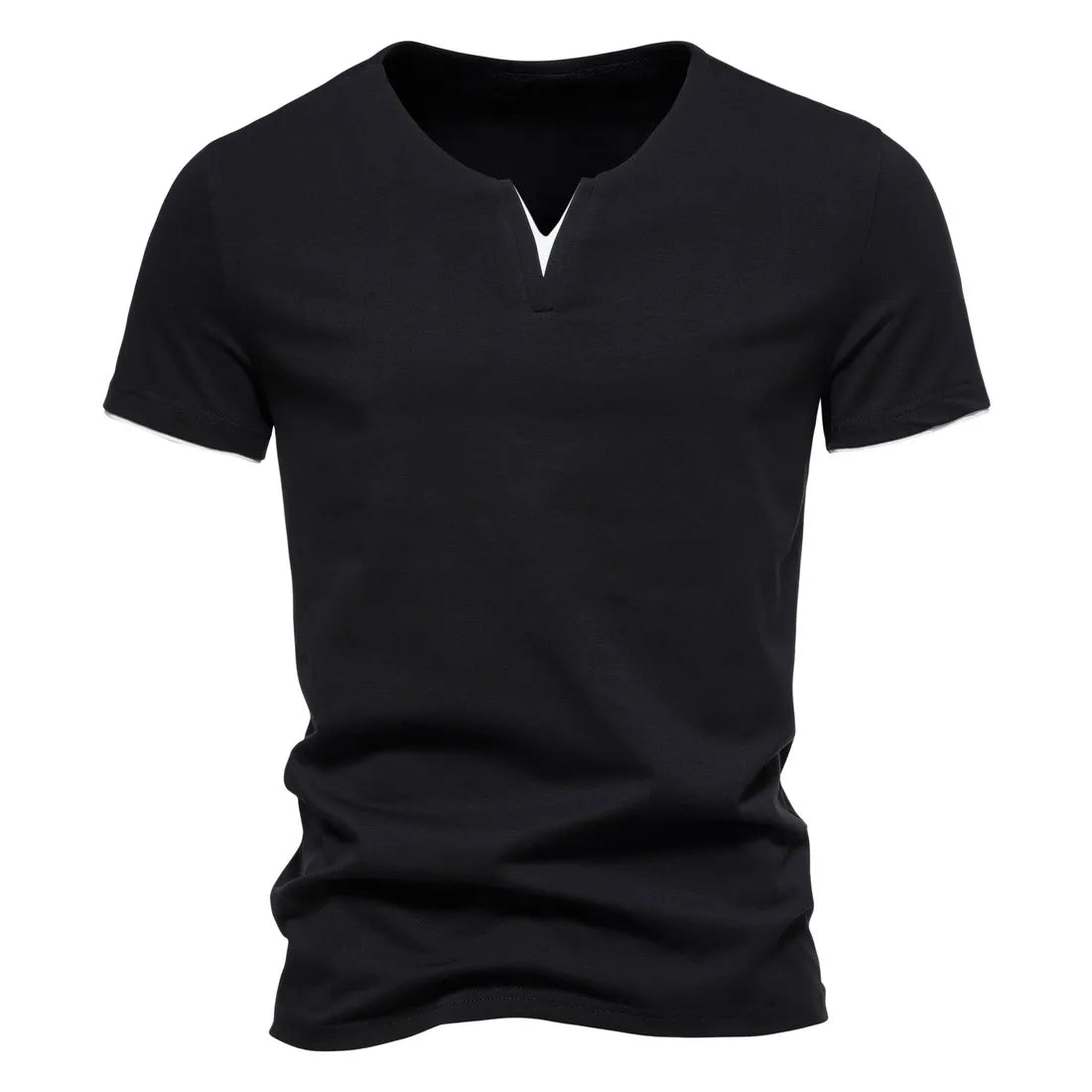 Men's Short Sleeve Henley Casual Cotton V Neck T-Shirt