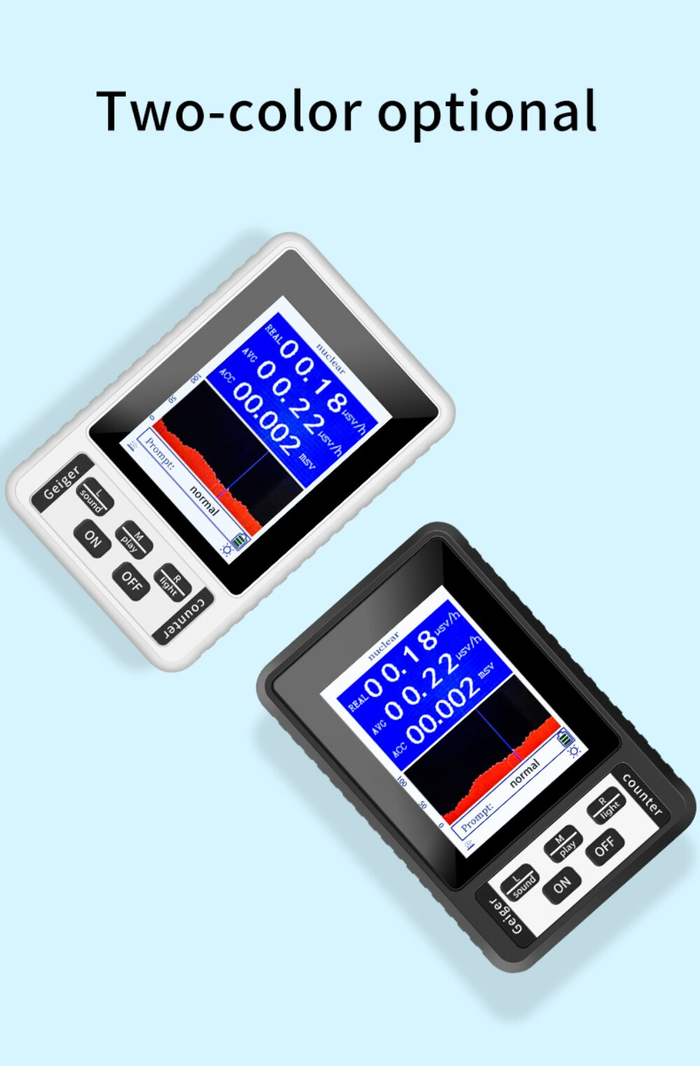 BR-9B XR-1 Nuclear Radiation Detector Color Display Screen Geiger Counter Personal Dosimeter Marble Detectors Beta Gamma X-ray