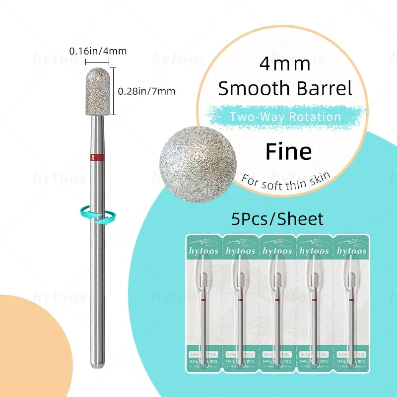 HYTOOS 5Pcs/Set Diamond Nail Drill Bits To Clean Cuticles And Nails