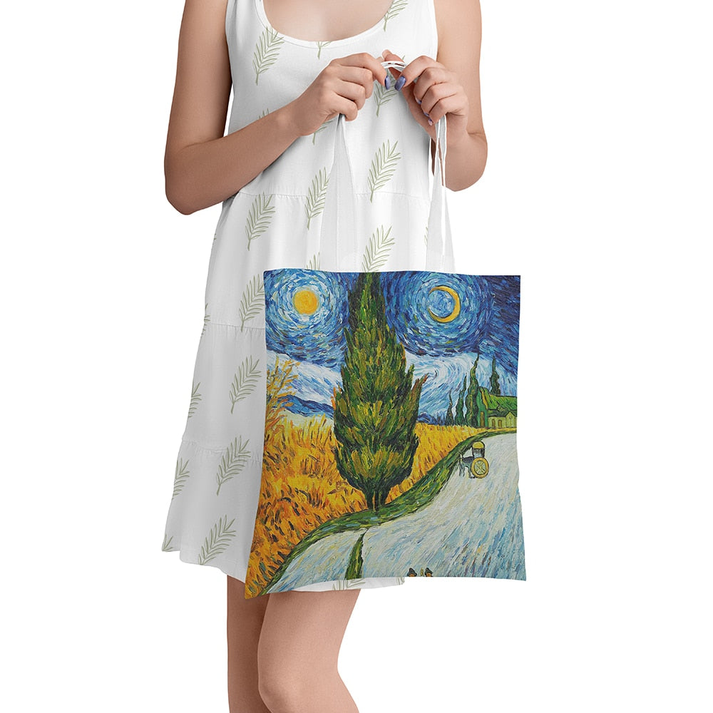 Van Gogh Oil Painting Canvas Shoulder Bags.